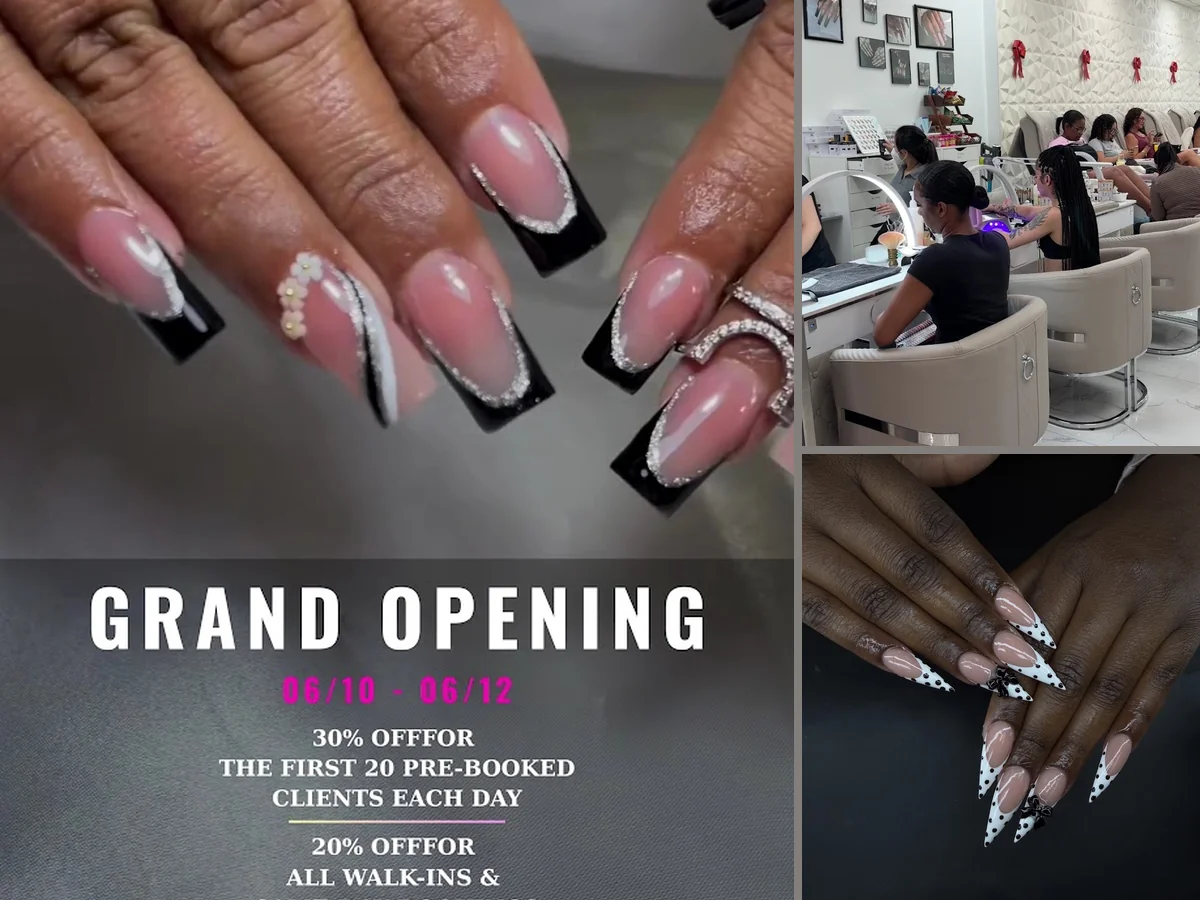 Nail technician working on acrylic nails