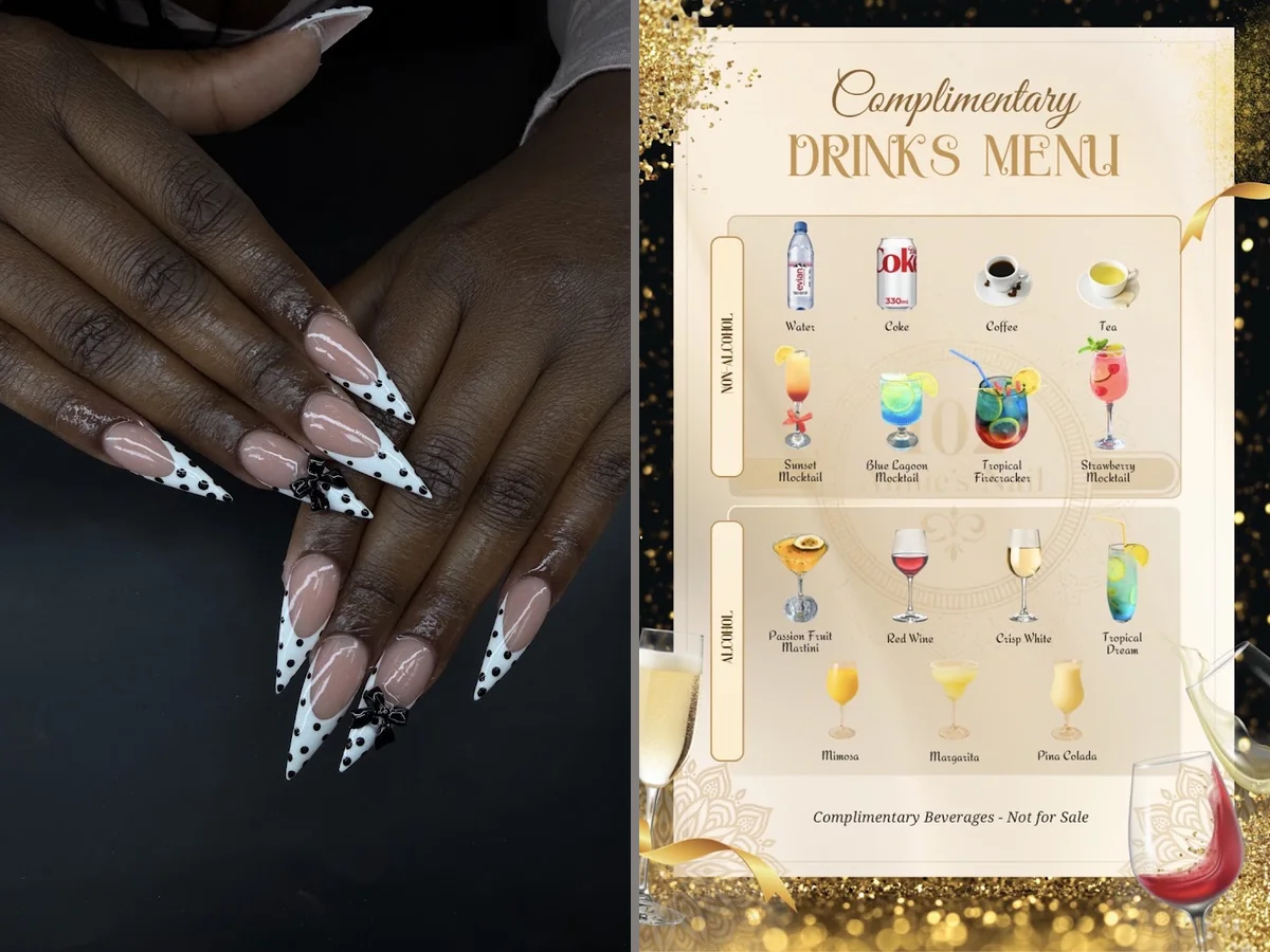 Manicure station with nail polish bottles